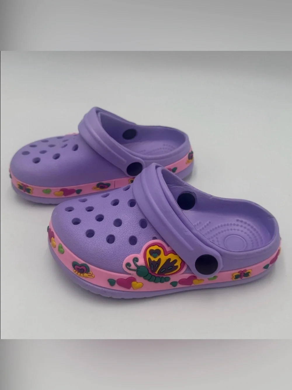 Kids Purple Butterfly Clog Sandals - Brand